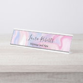Glitzer aus rosa Marmor Schreibtischnamensplakette (Vorderseite )