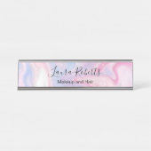 Glitzer aus rosa Marmor Schreibtischnamensplakette (Vorderseite )