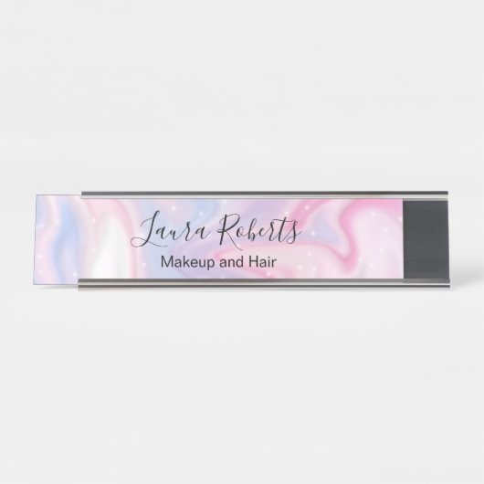 Glitzer aus rosa Marmor Schreibtischnamensplakette (Vorderseite )