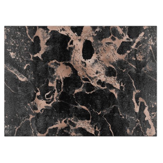 Glitzer aus schwarzem Marmor Rose Gold Schneidebrett (Vorderseite)