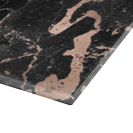 Glitzer aus schwarzem Marmor Rose Gold Schneidebrett (Ecke)