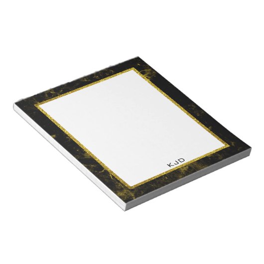 Glitzer aus schwarzem und goldenem Marmor | Benutz Notizblock (angewinkelt)