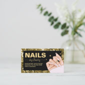 Glitzer aus schwarzem und goldfarbenem Nagel Manik Terminkarte (Stehend Vorderseite)