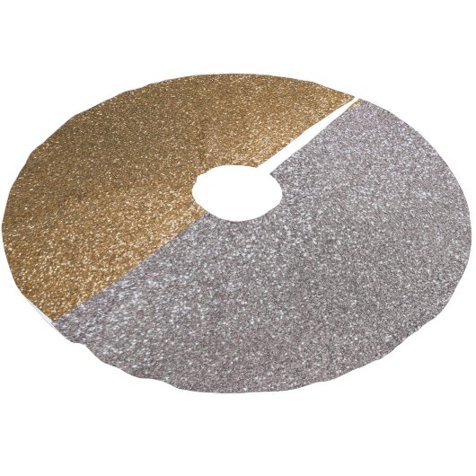 Glitzer aus Silber und Gold Polyester Weihnachtsbaumdecke (Schrägansicht)