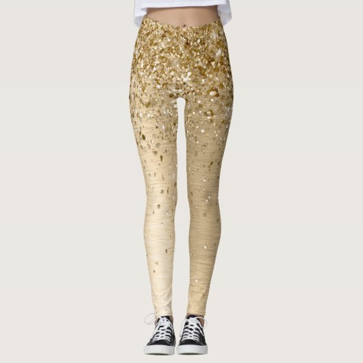 Glitzer aus vergoldetem Metall Leggings (Vorderseite)