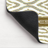Glitzer aus Weiß und Gold mit weißen Zebrastreifen Mousepad (Ecke)