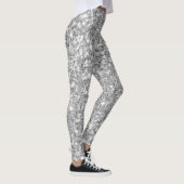 Glitzer aus weißem und grauem Mosaik Leggings (Rechts)
