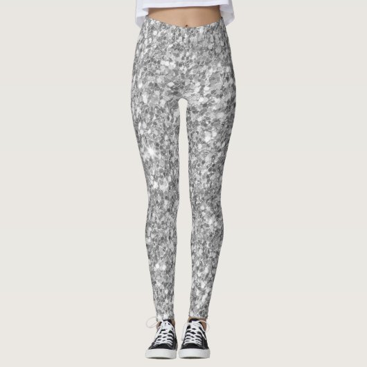 Glitzer aus weißem und grauem Mosaik Leggings (Vorderseite)
