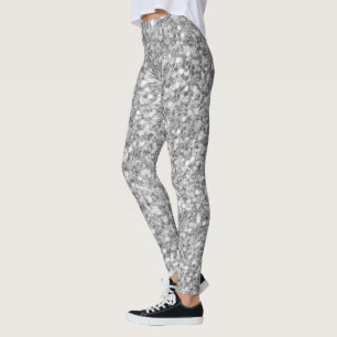Glitzer aus weißem und grauem Mosaik Leggings