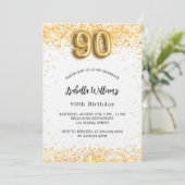 Glitzer aus Weißgold 90 Jahre Luxus Einladung (Stehend Vorderseite)