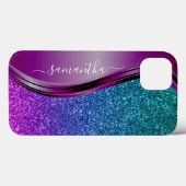 Glitzer aussehen Lila Personalisierter Name Case-Mate iPhone Hülle (Rückseite (Horizontal))
