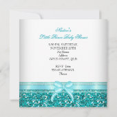 Glitzer Baby Shower Boy Aquamarin Little Prince Cr Einladung (Rückseite)