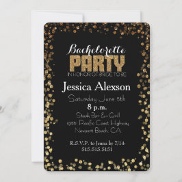 Glitzer Bachelorette, Gold und Black Bokeh Einladung