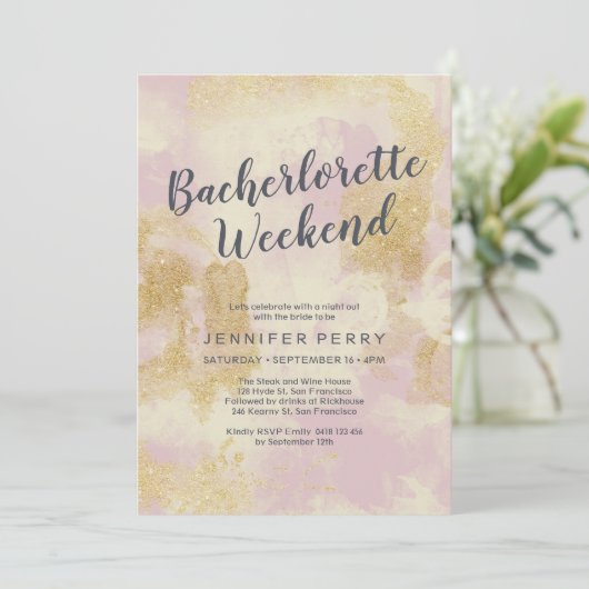 Glitzer Bachelorette Wochenende Einladung (Stehend Vorderseite)