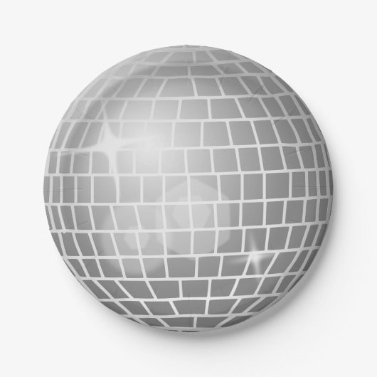Glitzer Ball Silber Retro Vintage Diskothek Party Pappteller (Vorderseite)