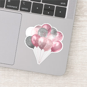Glitzer Ballon Bunch Pink und Silber Aufkleber
