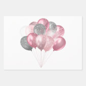 Glitzer Ballon Bunch Pink und Silber Geschenkpapier Set (Vorderseite 3)
