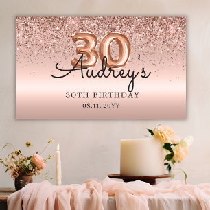Glitzer Ballon Rose Gold 30. GeburtstagsMonogramm Banner