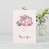 Glitzer Balloon Bunch Pink und Silver Vielen Dank Dankeskarte (Stehend Vorderseite)