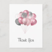 Glitzer Balloon Bunch Pink und Silver Vielen Dank Postkarte (Vorderseite)