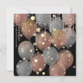 Glitzer Balloon Rose Gold Bridal Sweet 16. Black Einladung (Rückseite)