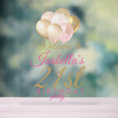 Glitzer Balloons 21. Geburtstag Party Willkommen Acrylschild (Neutral)