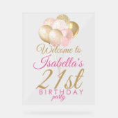 Glitzer Balloons 21. Geburtstag Party Willkommen Acrylschild (Vorderseite)