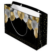 Glitzer Balloons 30. Geburtstag Party Große Geschenktüte (Rückseite Schrägansicht)