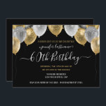 Glitzer Balloons 60. Geburtstagsparty Einladung<br><div class="desc">Elegante Imitate Silber und Gold Glitzer Ballons an der oberen Grenze. Alle Texte sind individuell einstellbar und lassen sich für Ihr eigenes Party leicht ändern. Das elegante Design der Geburtstagsgeschenke,  jedes Jahr,  das Alter kann verändert werden</div>