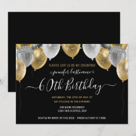 Glitzer Balloons 60. Geburtstagsparty Einladung