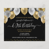 Glitzer Balloons 60. Geburtstagsparty Einladung (Vorderseite)