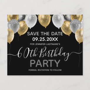 Glitzer Balloons 60. Geburtstagsparty Save the Dat