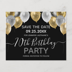 Glitzer Balloons 70. Geburtstagsparty Save the Dat