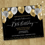 Glitzer Balloons 75. Geburtstagsparty Einladung<br><div class="desc">Elegante Imitate Silber und Gold Glitzer Ballons an der oberen Grenze. Alle Texte sind individuell einstellbar und lassen sich für Ihr eigenes Party leicht ändern. Das elegante Design der Geburtstagsgeschenke,  jedes Jahr,  das Alter kann verändert werden</div>