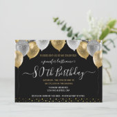 Glitzer Balloons 80. Geburtstagsparty Einladung (Stehend Vorderseite)