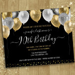 Glitzer Balloons 90. Geburtstagsparty Einladung<br><div class="desc">Elegante Imitate Silber und Gold Glitzer Ballons an der oberen Grenze. Alle Texte sind individuell einstellbar und lassen sich für Ihr eigenes Party leicht ändern. Das elegante Design der Geburtstagsgeschenke,  jedes Jahr,  das Alter kann verändert werden</div>