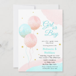 Glitzer Balloons Baby Gender Reveal Einladung