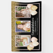 Glitzer Balloons Drei Fotos Abschluss Banner (Vertikal)