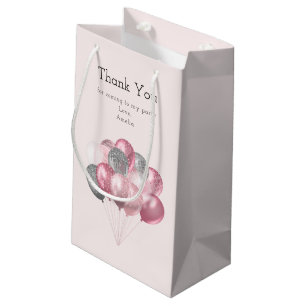 Glitzer Balloons Pink & Silver Geburtstag Vielen D Kleine Geschenktüte