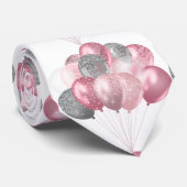 Glitzer Balloons Pink und Silver Muster Krawatte (Gerollt)
