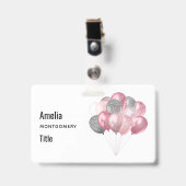 Glitzer Balloons Rosa und Silber Ausweis (Vorderseite mit Clip)