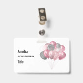 Glitzer Balloons Rosa und Silber Ausweis (Rückseite mit Clip)