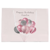 Glitzer Balloons Rosa und Silber Geburtstag Große Geschenktüte (Rückseite)