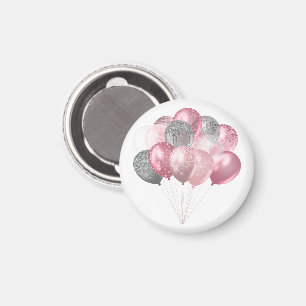 Glitzer Balloons Rosa und Silber Magnet