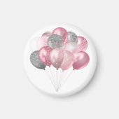 Glitzer Balloons Rosa und Silber Magnet (Vorne)