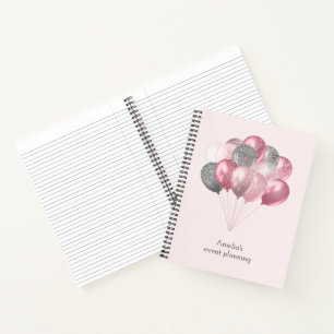 Glitzer Balloons Rosa und Silber Notizblock