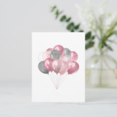 Glitzer Balloons Rosa und Silber Postkarte (Stehend Vorderseite)
