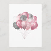 Glitzer Balloons Rosa und Silber Postkarte (Vorderseite)
