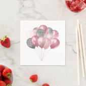 Glitzer Balloons Rosa und Silber Serviette (Beispiel)