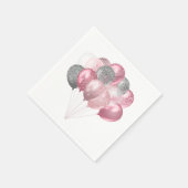 Glitzer Balloons Rosa und Silber Serviette (Ecke)